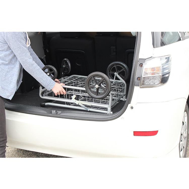 折りたたみ バスケット台車 2段 カート 合計耐荷重40kg かご付き 折りたたみ バスケット台車 2段 カート 合計耐荷重40kg かご付き