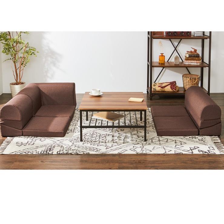 リコメン堂 センターテーブル 正方形 おしゃれ 棚付き 収納 木目