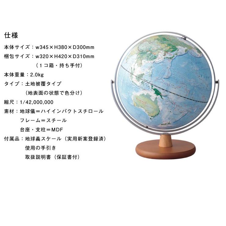 地球儀 レイメイ藤井 全回転フレーム 球径30cm 土地被覆タイプ 地球儀スケール 時差表示 低反射 学習 レビュー&報告で定規セットプレゼント｜recommendo｜02