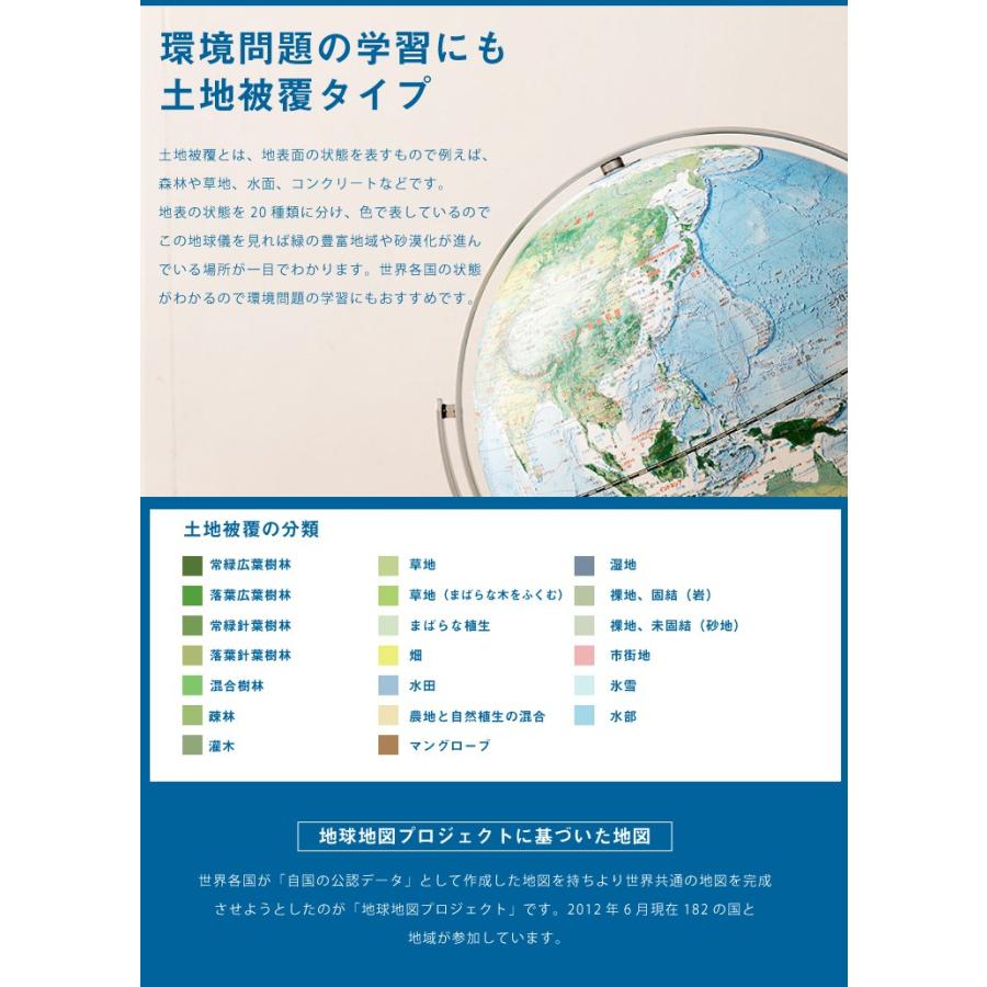 地球儀 レイメイ藤井 全回転フレーム 球径30cm 土地被覆タイプ 地球儀スケール 時差表示 低反射 学習 レビュー&報告で定規セットプレゼント｜recommendo｜03