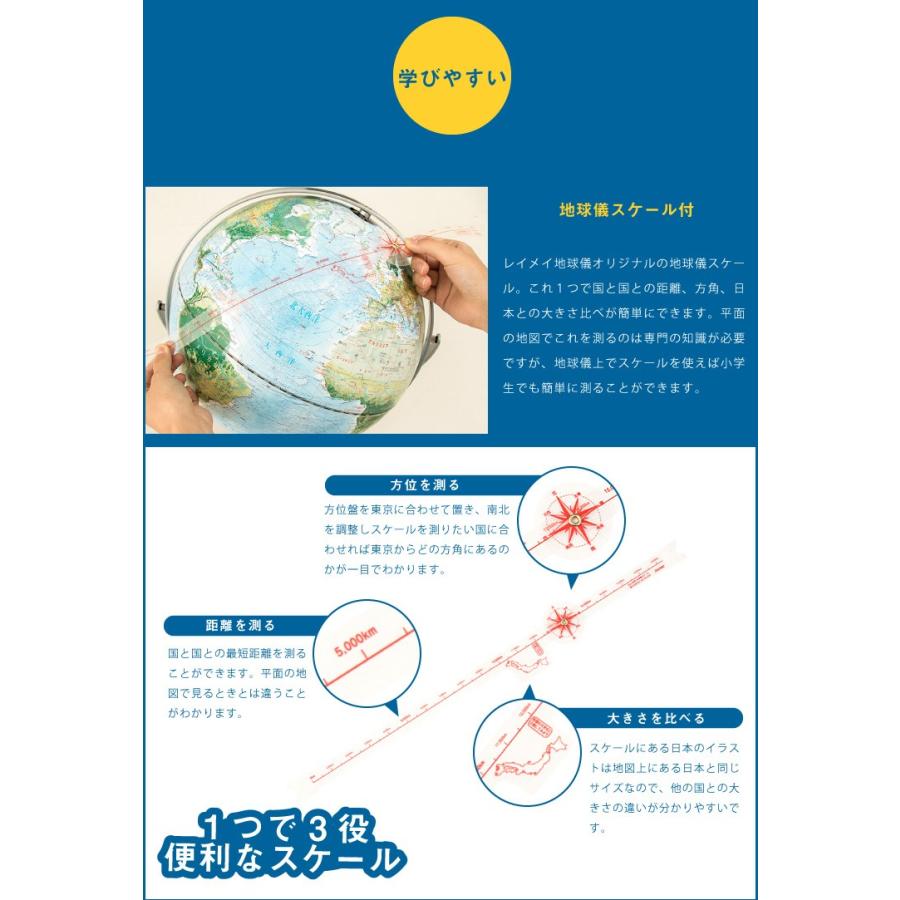 地球儀 レイメイ藤井 全回転フレーム 球径30cm 土地被覆タイプ 地球儀スケール 時差表示 低反射 学習 レビュー&報告で定規セットプレゼント｜recommendo｜06