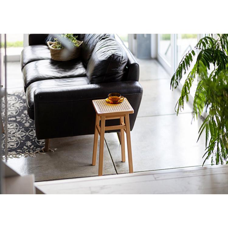 スツール 天然木 ラタン 幅25 奥行25 高さ45cm 完成品 軽量