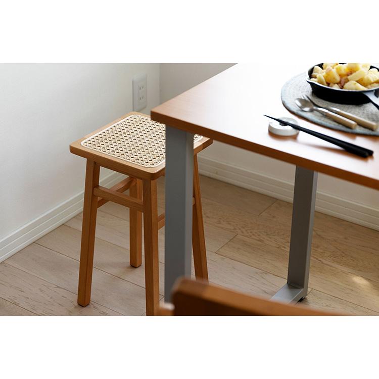 スツール 天然木 ラタン 幅25 奥行25 高さ45cm 完成品 軽量 コンパクト