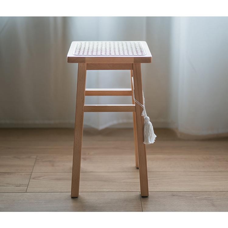 スツール 天然木 ラタン 幅25 奥行25 高さ45cm 完成品 軽量 コンパクト