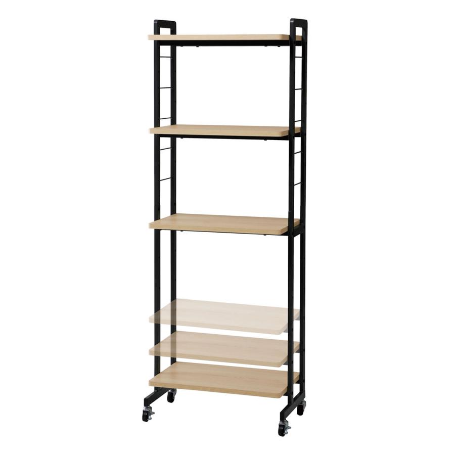 オープンラック 幅53 奥行30 高さ146.5cm キャスター付き 可動棚 S字