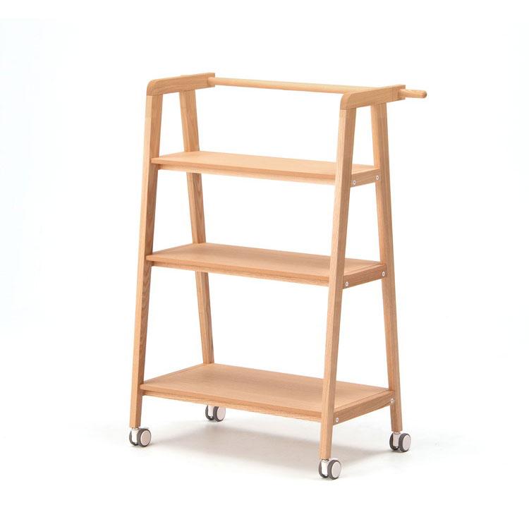 日本製 ワゴンシェルフ 北海道産 タモ材 オイル仕上げ ワゴン シェルフ