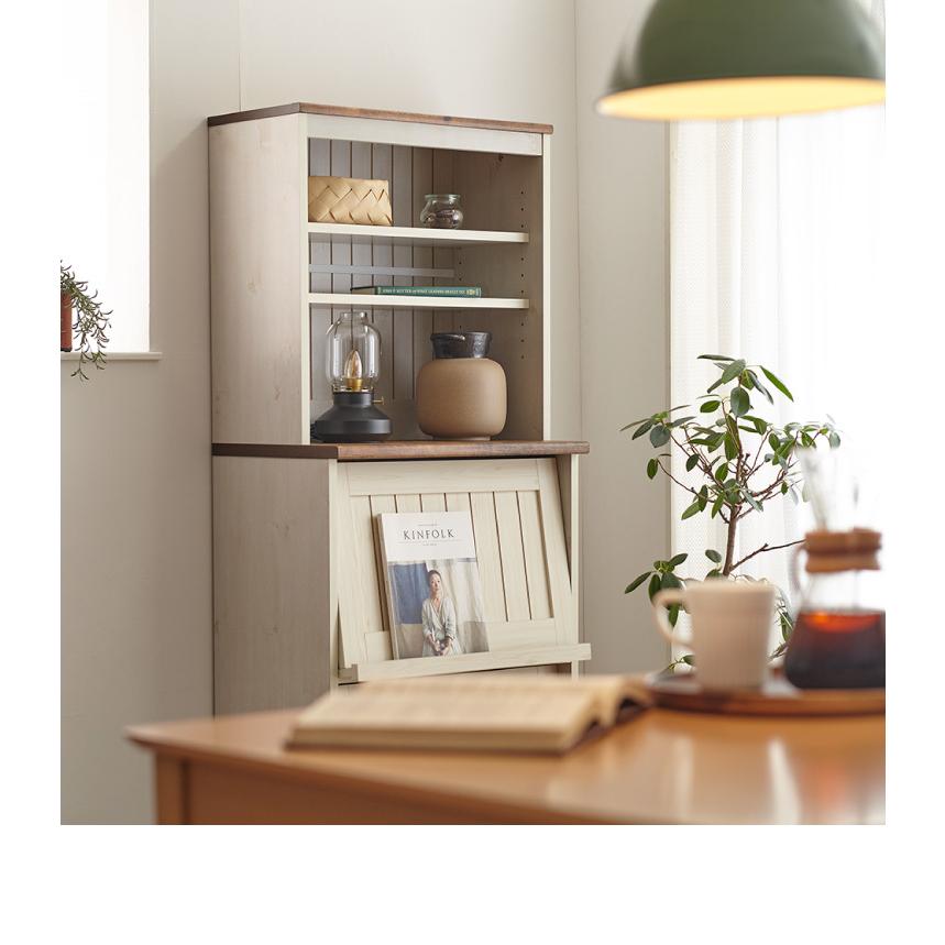 カントリースタイル フラップキャビネット 食器棚 幅60cm 収納棚