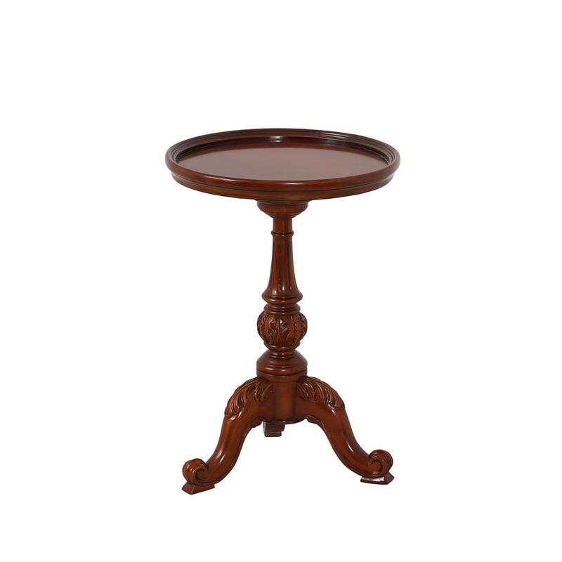 サイドテーブル 直径43.5cm 完成品 マホガニー 天然木 ラッカー塗装