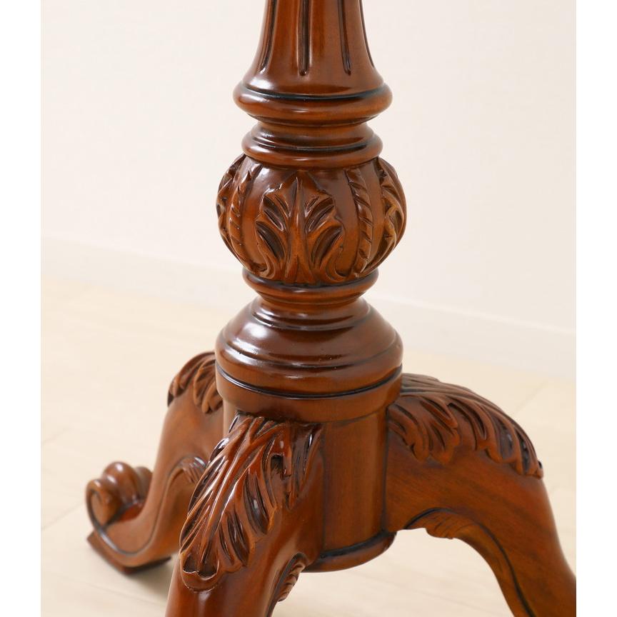 サイドテーブル 直径43.5cm 完成品 マホガニー 天然木 ラッカー塗装