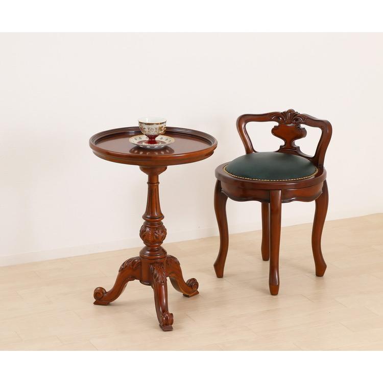 サイドテーブル 直径43.5cm 完成品 マホガニー 天然木 ラッカー塗装