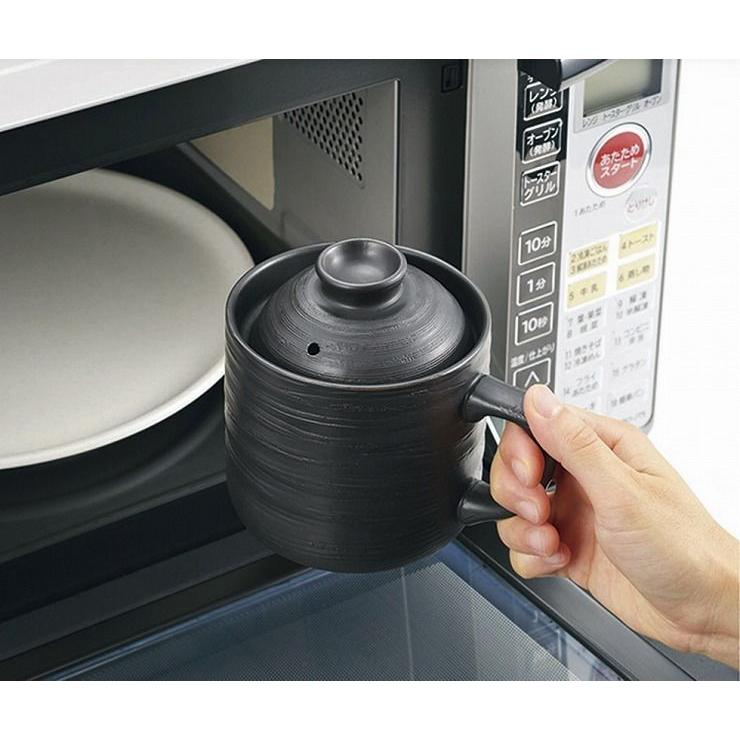 炊飯器 レンジ用 電子レンジ専用炊飯陶器 楽炊御膳 1合炊き T-01 黒色