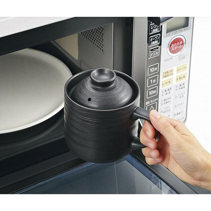 炊飯器 レンジ用 電子レンジ専用炊飯陶器 楽炊御膳 1合炊き T-01 黒色