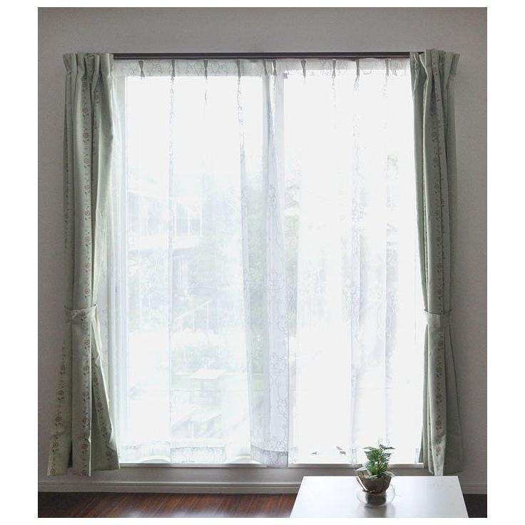 2枚組 日本製 セミオーダー ミラーレースカーテン 幅100cm 丈88cm~丈