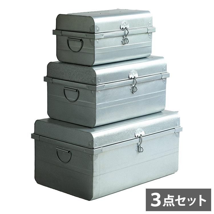 ブリキ トランク S.Mサイズ　キャンプ収納 セット クラシックトランクBOX S・M・Lセット おしゃれ アウトドア ブリキ