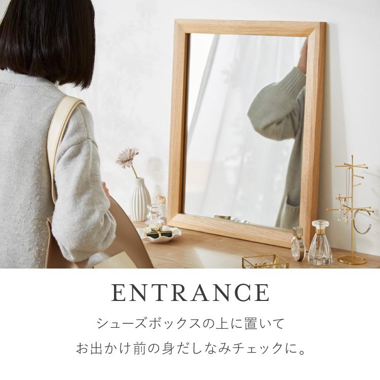 ミラー 50×60cm 壁立て掛け式 長方形 かわいい 姿見 軽い 吊り下げ ウォールミラー 北欧 シンプル ドレッサー 鏡 リビング ダイニング 洗面所 玄関 代引不可の画像