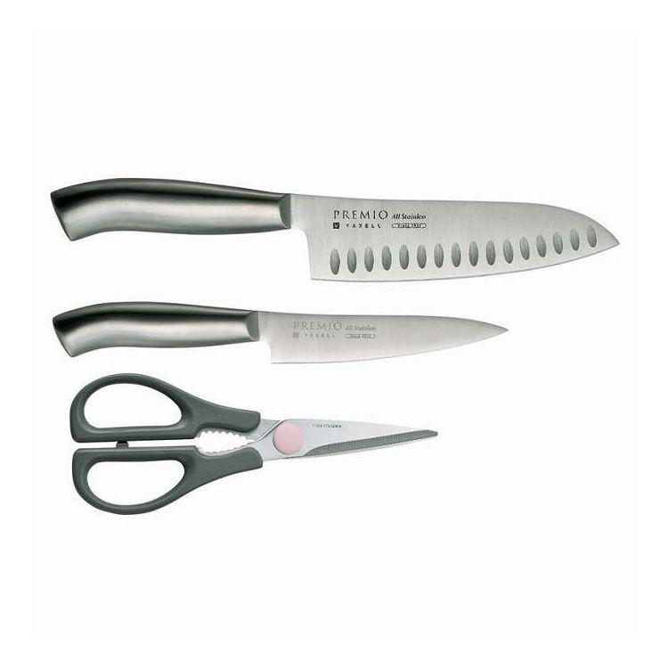 包丁&キッチンハサミ 3点セット オールステンレス プレミオ 31813