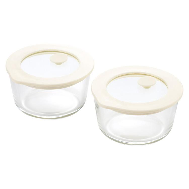 電子レンジ対応NEWグラスコンテナ2pcs 洋ガラス食器 7041631 代引不可