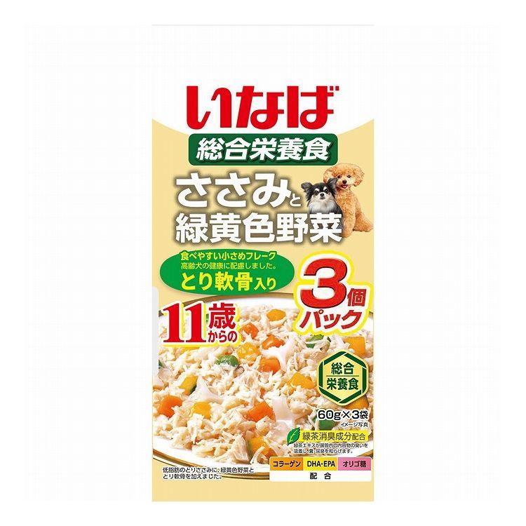 4個セット いなば ささみと緑黄色野菜 11歳からのとり軟骨入り 60g×3袋