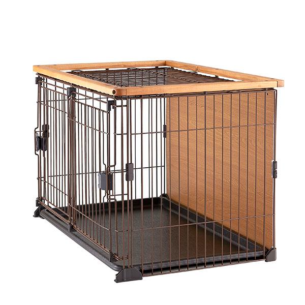 【短期使用】ボンビアルコン 犬用ケージ 90×60 背面パネル 両開き ボンビアルコン ダブルワンサークル S 背面パネルで汚れない Wスライド