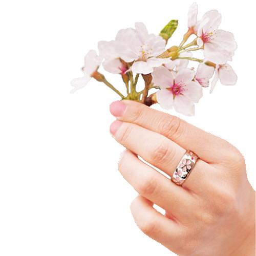 桜 彫り ダイヤモンド ピンクサファイア フリーサイズ リング 指輪 さくら ピンク お洒落 幅広 フリーサイズリング 代引不可｜recommendo｜02