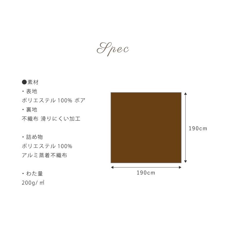 あったかキルトラグ マイクロボア 190X190 cm ホットカーペット対応 洗濯可 ボア素材 正方形 底冷え解消 シンプルラグ｜recommendo｜05