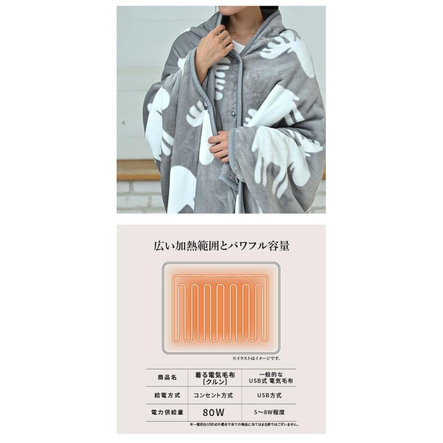 日本製 電気毛布 ブランケット 北欧 とろけるフランネル 着る電気毛布