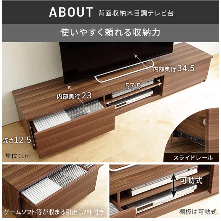 WALLインテリアテレビスタンド テレビ台用スタンド 背面収納木目調