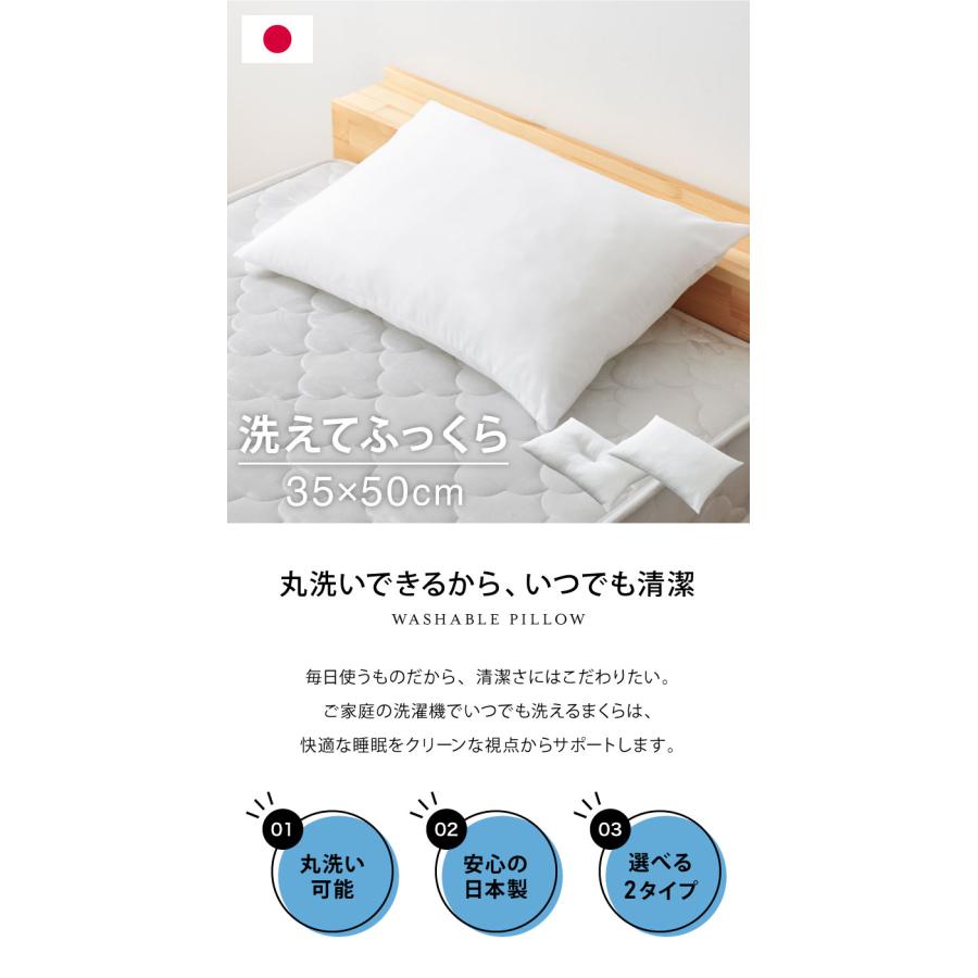 ウォッシャブル枕 35×50cm 日本製 頸椎安定型 ホテル仕様 テイジン製