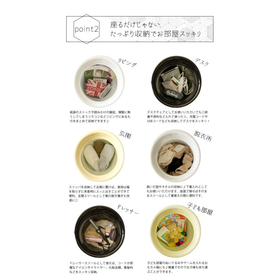 収納スツール Runt ルント 持ち手付き 丸 スツール フタ付き 収納