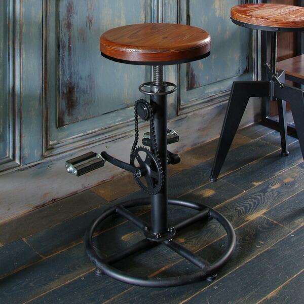 インダストリアルメタル チェア イス スツール 高さ調節可能 61～75cm  