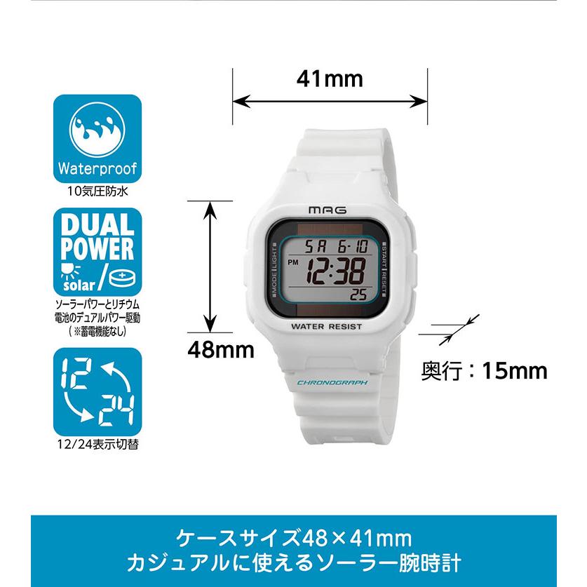 MAG ソーラーウォッチ ルクサー MW-551 WH ホワイト ノア精密 腕時計 防水｜recommendo｜02