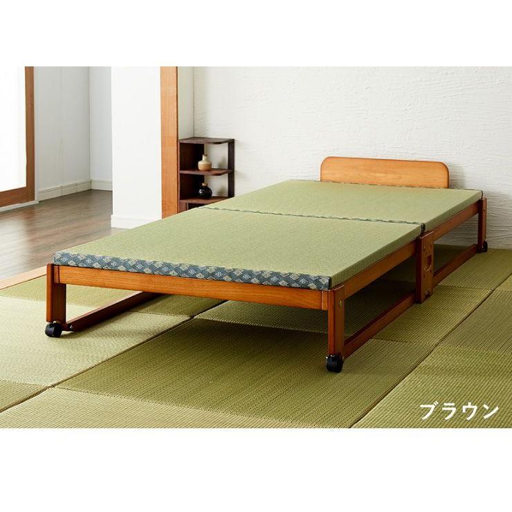 ヘッドボードなし 中居木工 日本製 折りたたみ 畳 ベッド ひのき ロー 