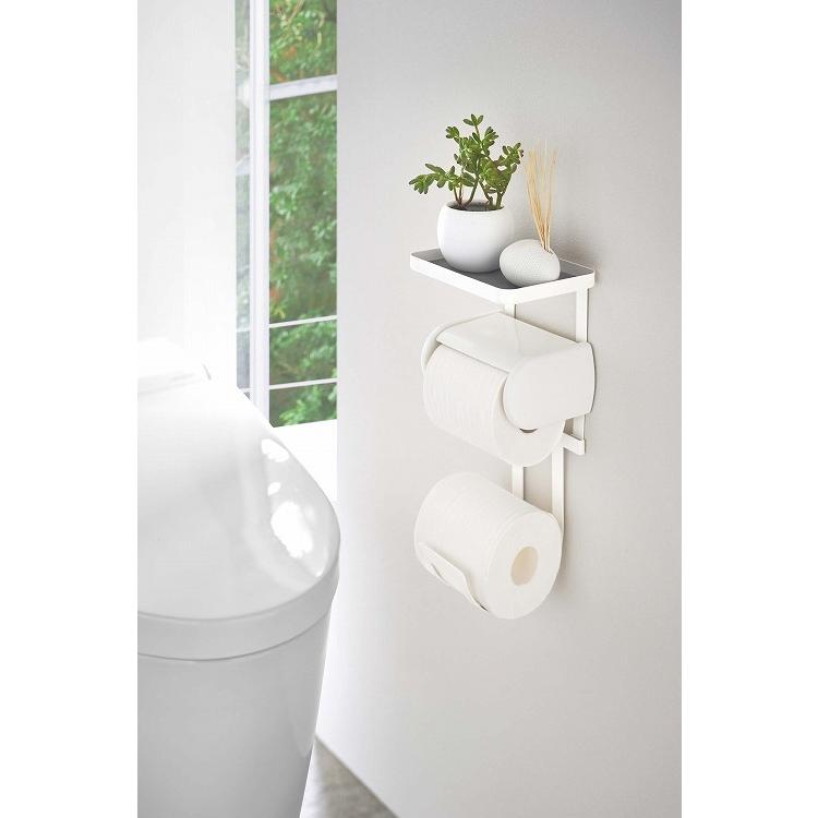 山崎実業 トイレットペーパーホルダー上ラック 2段 プレート Plate