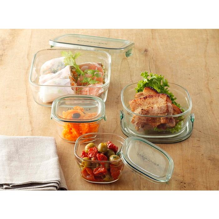 イワキ iwaki 耐熱ガラス 保存容器 グラスコンテナ 7個セット グリーン