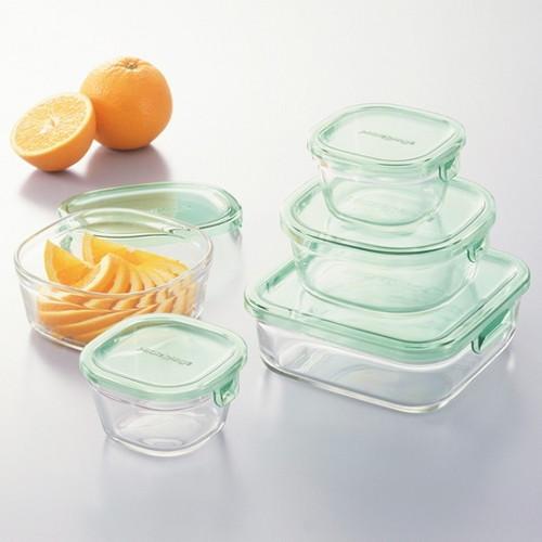イワキ iwaki 耐熱ガラス 保存容器 グラスコンテナ 角型5点セット