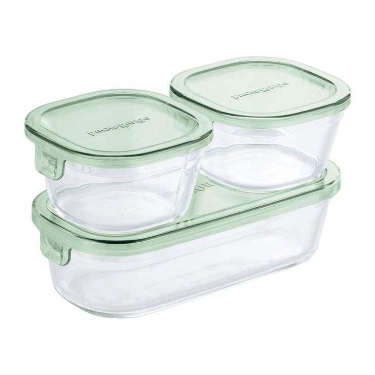 イワキ iwaki 耐熱ガラス 保存容器 グラスコンテナ 角型3点
