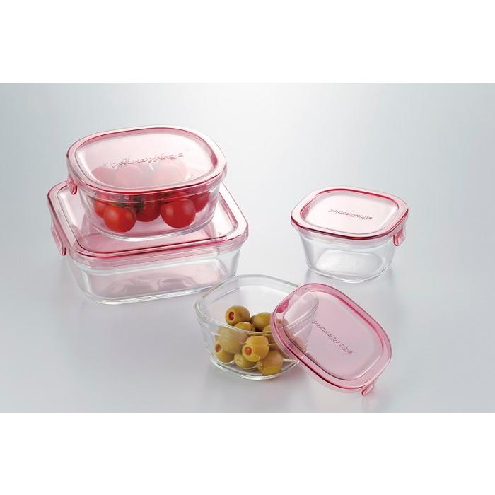 イワキ iwaki 耐熱ガラス 保存容器 グラスコンテナ 角型4点セット