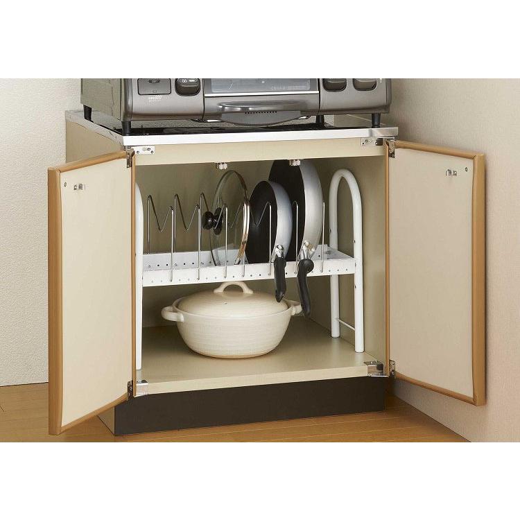 伸晃 キッチン収納 コンロ下フライパン 鍋 ふたラック ホワイト Cr Pfn リコメン堂 通販 Paypayモール