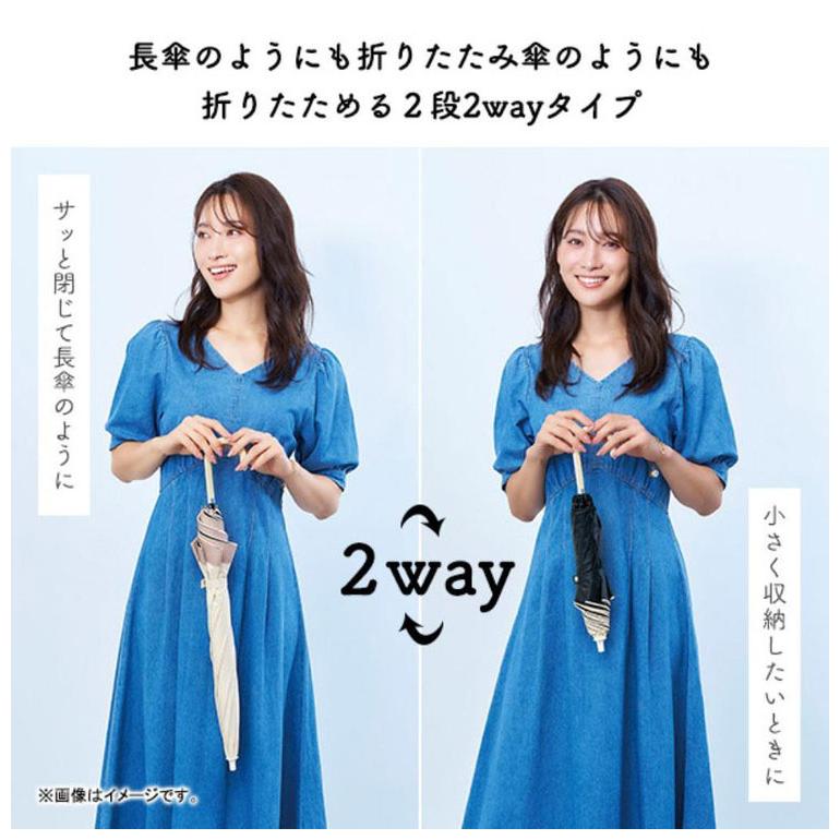 Mattコラボ サンブロックラボ 遮夏 傘 2段 2way ブルー 日傘 遮光 遮熱