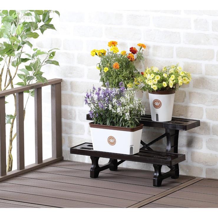 日本製 フラワースタンド 2段 幅60cm プランター台 花台 園芸ラック