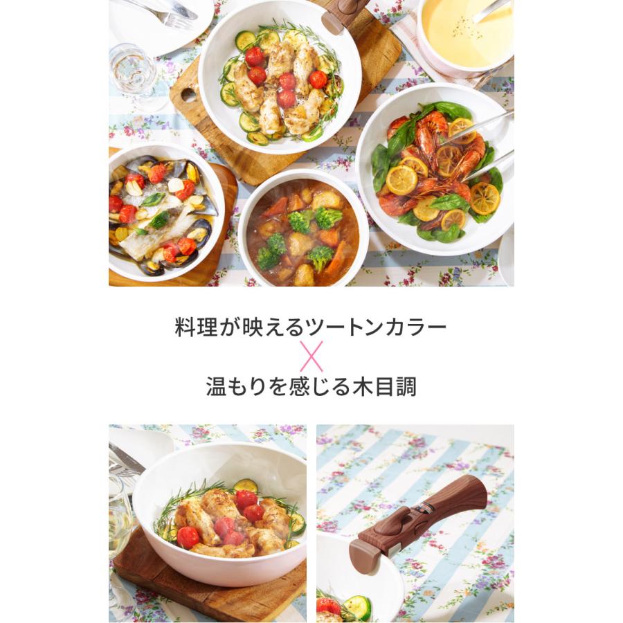 Love Smile 鍋 3点セット フライパン 鍋 8点セット 取っ手の取れる IH対応 サクラピンク