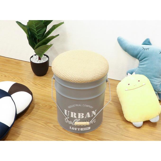 収納ボックス ペール缶 グレー ブリキスツール 取っ手付き 持ち運び