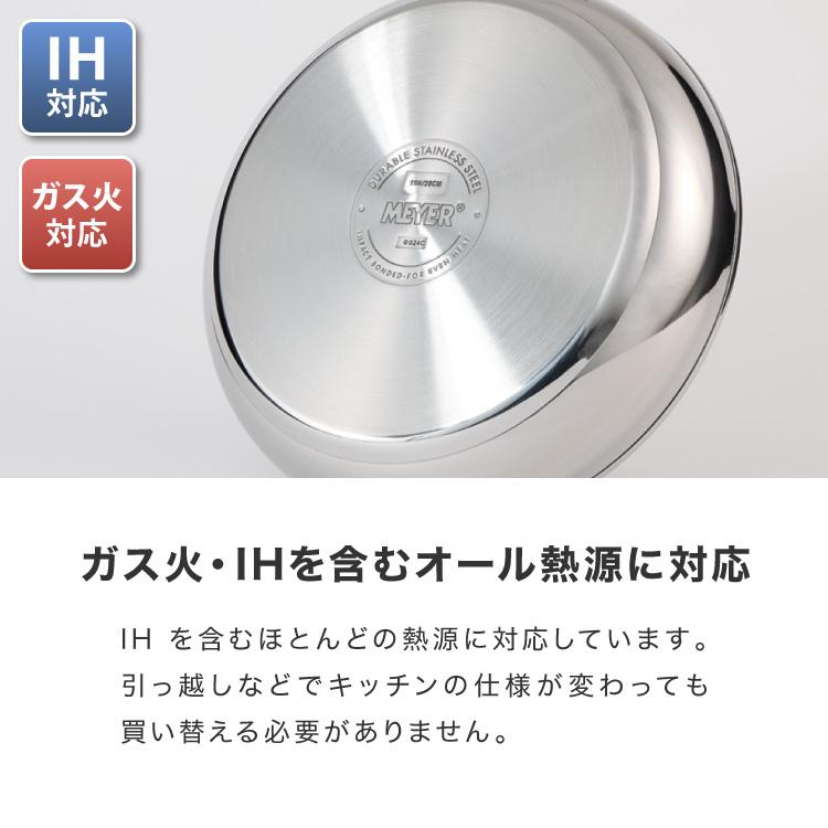 MEYER マイヤー フライパン 20cm ガラス蓋セット ステンレス ガス火 IH