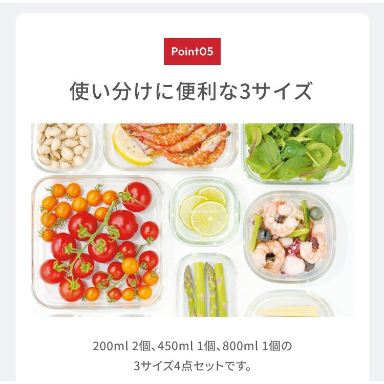 iwaki イワキ 新色 耐熱ガラス保存容器 4点セット パックアンドレンジ