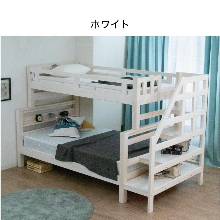 ロフトベッド システムベッド シングル セミダブル 2段ベッド 子供用 大人用 子供部屋 コンセント付き 階段 ライト付き 木製ベッド すのこ ベッド 代引不可｜recommendo｜02