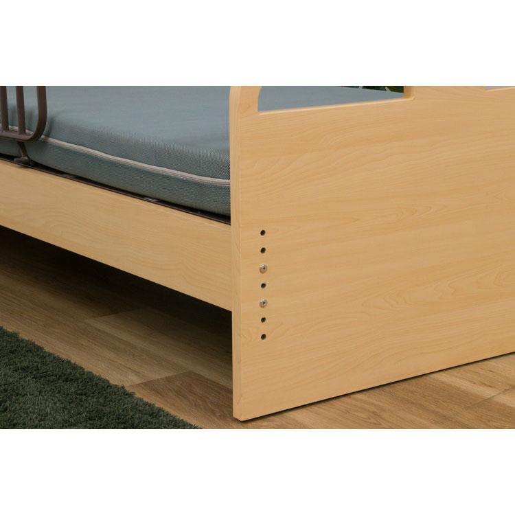 電動ベッド ベッド 1モーター シングル マットレス付き 介護ベッド 棚付き シングルベッド リクライニング 幅213cm 高さ5段階調節 手すり2本付き 代引不可_6