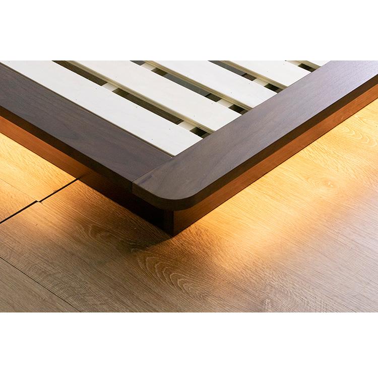 ベッド ロータイプ クイーンサイズ コンセント付き ライト付き LED