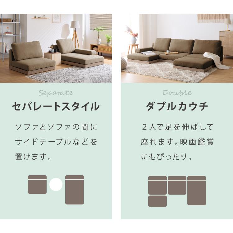 ソファ カウチタイプ 単品 フロアソファ ローソファ 2人掛け 2P 座面高