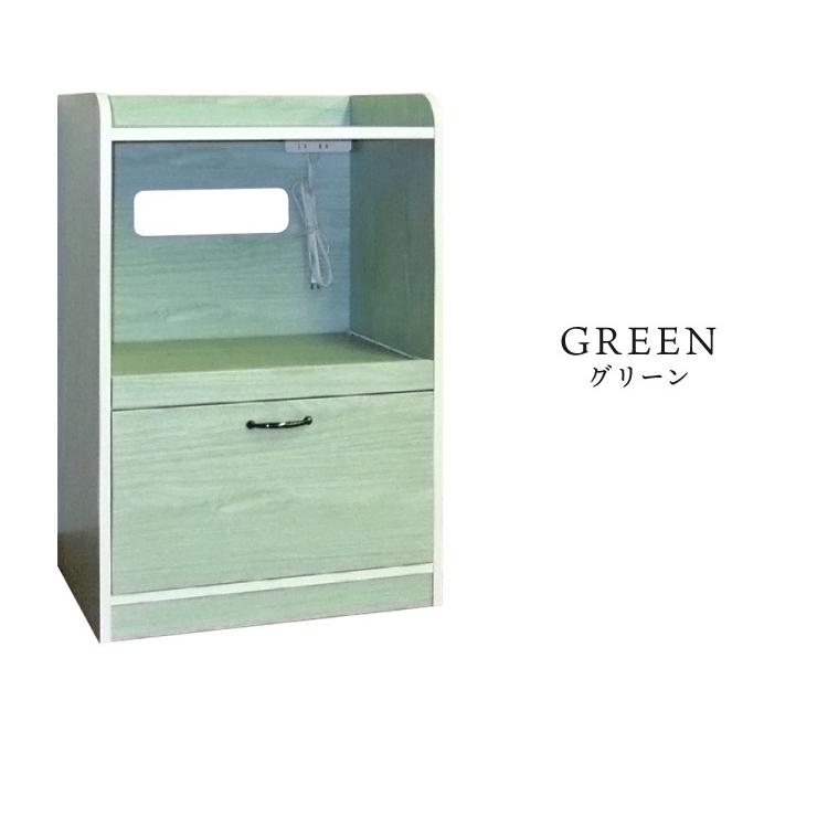 日本製 完成品 レンジ台 スライド棚 幅58cm 大型レンジ対応 奥行40cm 高さ90.5cm キッチン 台所 収納 スライド棚 コンセント付 ホワイト グリーン 白 代引不可_2