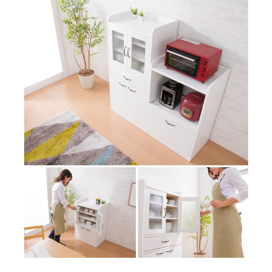 日本製 完成品 レンジ台 スライド棚 幅58cm 大型レンジ対応 奥行40cm 高さ90.5cm キッチン 台所 収納 スライド棚 コンセント付 ホワイト グリーン 白 代引不可_5